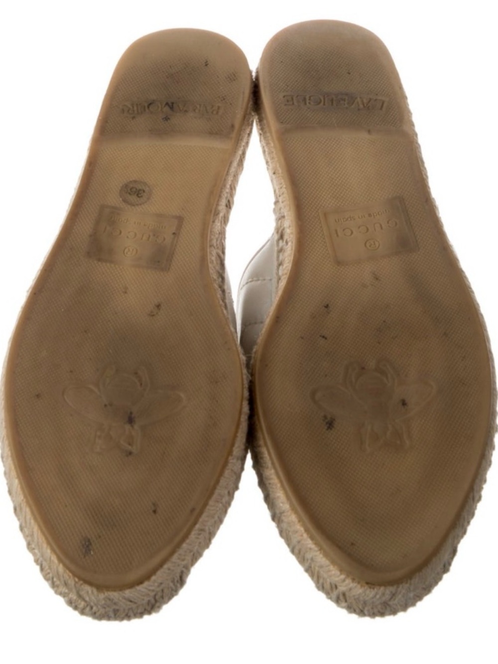 Gucci Marmont espadrille flats black quilted size 6.5 double G GG - Picture 3 of 5